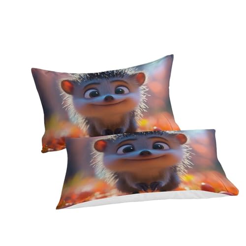 Parure de lit hérisson imprimé 3D en microfibre 200x200 cm avec taies