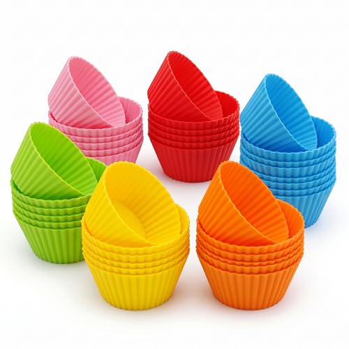 10 Best Reusable Muffin Liners for Effortless Baking Experience 2 Multi-color Silicone Cupcake Liners (24 Pack)