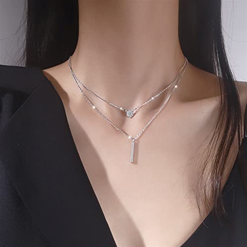Bijoux décoratifs Collier Argent 925 double couche chaîne de clavicule tendance - 5