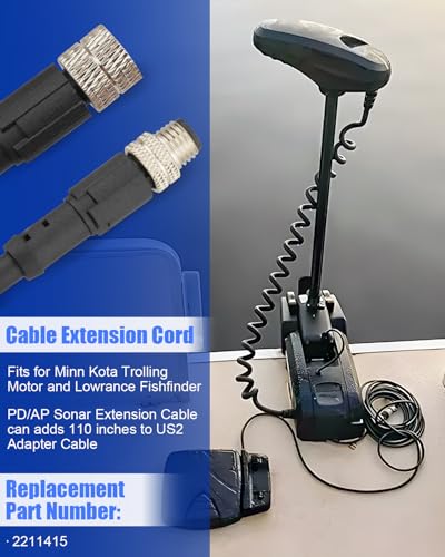 Image of 2211415 Cable Extension, Universal Sonar Extension Cable (US2) Fit for Minn Kota Trolling Motor & Lowrance Fishfinder, PD /AP 110 Inch, black