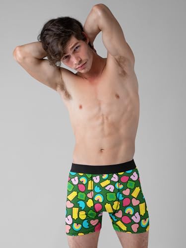 Random Stock Apparel Men's Green Checked Clover St. Patrick's Day Boxer Briefs – Luck Infused Underwear2