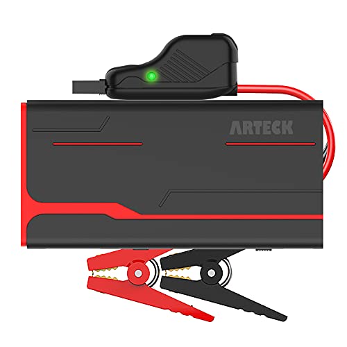 Arteck Car Jump Starter Auto Battery Charger and 18000mAh USB-C External Battery Charger Car Jumper for 12V Automotive, Motorcycle, Boat, Phone with Clamps, 1500A Peak 8.0L Gas 6.5L Diesel Max