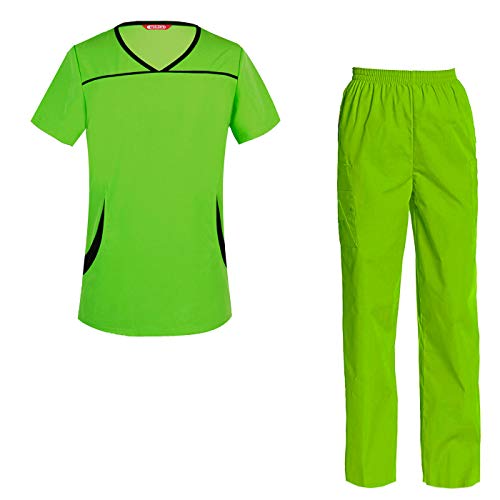 Women's Scrubs Set Scrub Top and Pants Scrubs Set Apple Green