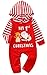 FANCYINN Pagliaccetto Intero Natalizio per Bambina Pigiama Natalizio a Maniche Lunghe con Cappuccio per Neonato Natalizio Pigiama Natalizio per Bambini 0-12 Mesi Alce 9-12 Mesi