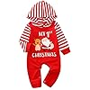 FANCYINN bébé garçon Fille noël Une pièce Barboteuse noël bébé à Capuche à Manches Longues Combinaison Pyjama de noël Ensemble 0-12 Mois