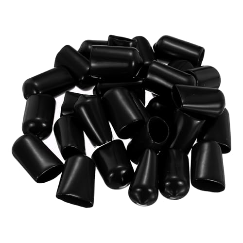 Image of uxcell 88Pcs Rubber End Caps, 13.5mm(17 /32 inch) ID 23mm(29 /32 inch) Height Round Screw Thread Protectors Flexible Screw Bolt Covers Caps for Metal Tube Rod Bolt, Black