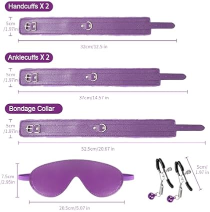 Ataduras Sex Bondage Kit BDSM Plug Anal Qoosea 17PCS Set de Juguetes Sexuales para Parejas Set Bondage Ajustable Juegos para Adultos para Parejas Set de Retención para Accesorios Sexuales (Morado)