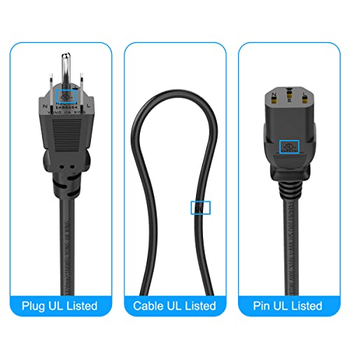 Monitor Power Cord Plug For Dell/Hp, Replacement Viewsonic/Lg/Samsung/Benq/Sony/Asus Computer Power Cable, 10A 250V Power Cord 60 Inch #TOP4