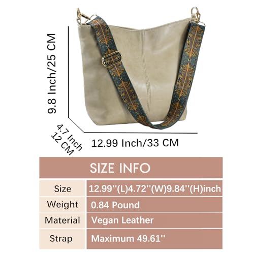 Image of Hobo Bags Vegan Leather Crossbody Bag Guitar Strap Shoulder Purses with Zipper Handbags for Women
