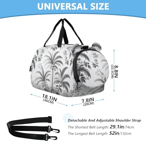 Retro Flowers and Palms Duffle Bag for Girl, Sports Duffle Gym Bags with Shoe Compartment, Personalized Overnight Bag Travel Weekender for Kids2