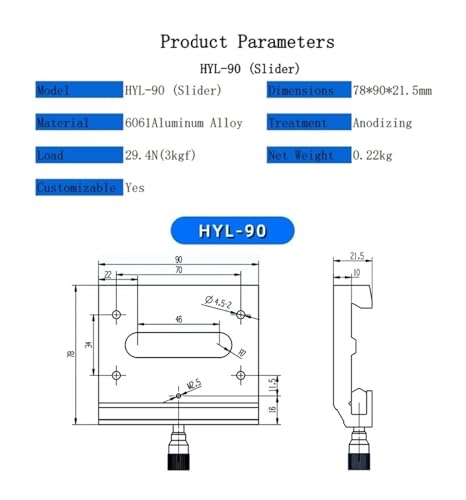 Plate-forme en queue d'aronde axe X HYL-90 pour guidage de précision