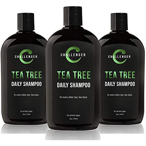 Challenger Tea Tree, Argan, Biotin, Shampoo - 3 pack 16oz - Vitamins & Premium Ingredients - Keratin, Vitamin C, Vitamin D, Rice Protein, No Sulfates or Artificial Colors. (4-6 Month Supply)