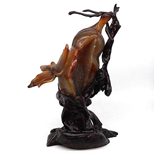 LQCN Butterfly Statue Natural Gemstone Carmelian Red Agate Crystal Carved Crafts Home Decor,1pc