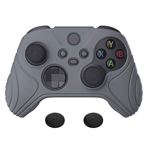 eXtremeRate PlayVital Samurai Edition Gray Anti-slip Controller Grip Silicone Skin for Xbox Core Wireless Controller, Ergonomic Protective Case Cover for Xbox Series S/X Controller w/Thumb Grips