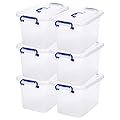 ZHENFAN 6-Pack Clear Storage Box 7 Quart, Plastic Storage Latch Bins with Handle 6.5 Liter