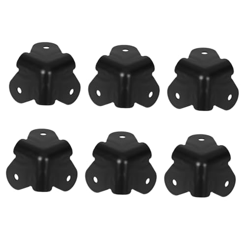 Mikikit 6pcs Heavy Duty Metal Edge Protectors for Boxes Full Protection Shipping Box Corner Guards Durable Carton Edge Covers for Speaker Boxes Easy Installation Black
