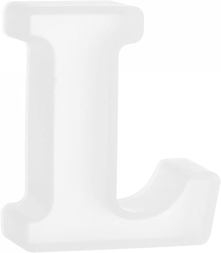 uxcell Molde de alfabeto 3D para resina de 2.56 pulgadas, molde de silicona para letras del alfabeto mayúscula L, molde de fundición epoxi para