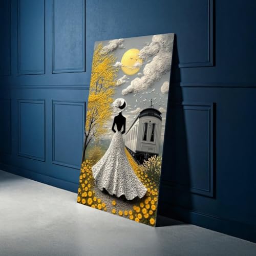 Robe blanche sur toile de décoration intérieure au design artistique