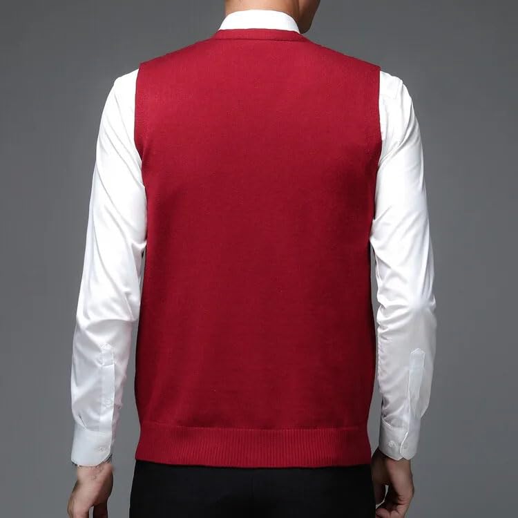 Men's Business Casual Knitted Sleeveless Sweater Vest Loose Pullover Warm Knitted Sweater Vest2
