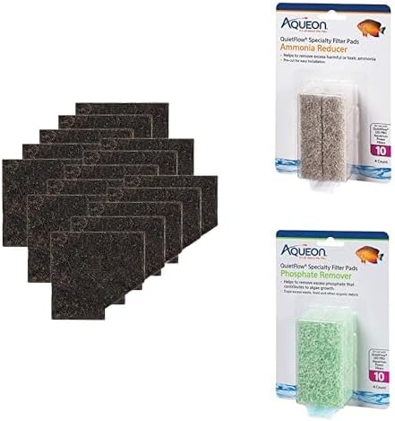 Aqueon Aquarium Fish Tank EcoRenew Filter Cartridge, Medium 15 Pack with Ammonia Reducer 4 Pack Filter Pads and Phosphate Remover 4 Pack Filter Pads Bundle