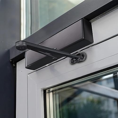Image of SOPHIA Commercial Door Closer Heavy Duty, Automatic Door Closer, ADA Compliant & UL Listed, Door Hydraulic Closer, Delayed Action, Adjustable Spring Size 1-6 for Heavy Traffic, Grade 1, Matte Black