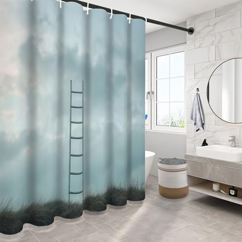 Rideau de douche polyester 240 x 200 cm rideau baignoire lavable avec crochets