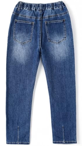 KIDSCOOL SPACE Big Girls Jeans, 5-14T Simple Design Boys Ribbed Waist Denim Pants2