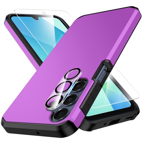 ibvehed 3 in 1 for Samsung A16 5G Case with Tempered Glass Screen Protector + Camera Lens Protector,fit for Samsung Galaxy A16 5G,Silicone Durable Armor for Samsung Galaxy A16 5G Case Light Purple