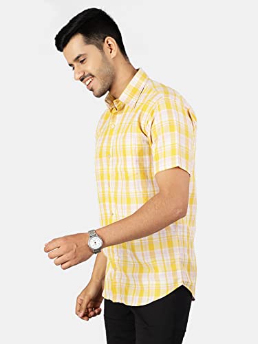 Image of Cotton Yellow Checkered Shirt