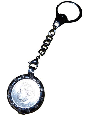Porte-clés vintage monnaie argent 5 DM Beethoven 1970 commémoratif