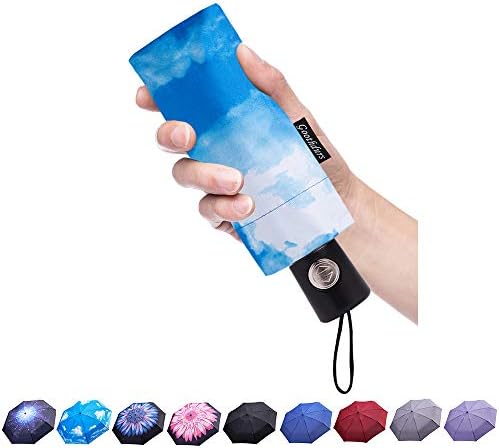 Goothdurs Automatic Mini Travel Windproof Umbrella Compact Auto Open/Close Small Lightweight Folding Rain Umbrellas for Women Men Kids