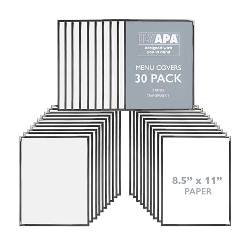 Image of Ilyapa Clear Menu Covers, 8.5x11 Inch - 30 Pack, 2-View Single Page Design