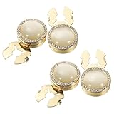 PATIKIL 4 Piezas Cubrebotones Para Hombre, Efecto Ojo De Gato Brillante Botones Decorativos Clips Desmontables Para Blusas Vestidos De Mujer Regalos De Cumpleaños Navidad Boda, Oro Blanco