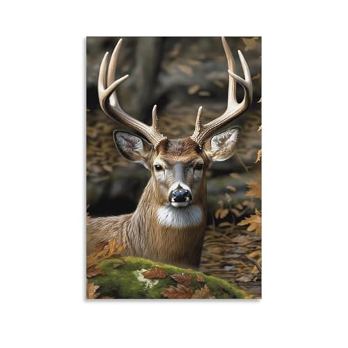 Toile murale cerf camouflage sans cadre poster suspendu déco salon 60x90 cm