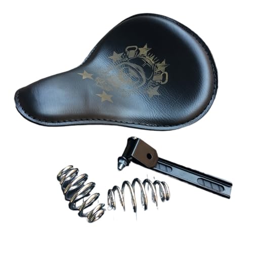 Siège conducteur solo noir pour moto Bobber et Harley Softail avec son support