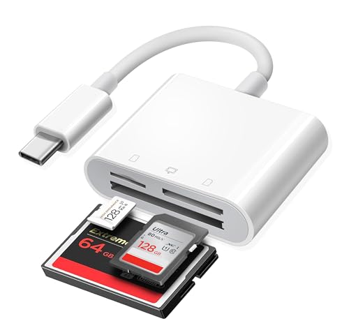 Image of USB C SD Card Reader for 15 /iPad /MacBook /iMac, xdgeLoad 3 Slots Type C Reader Supports SD /Micro SD /CF Compact Flash Memory Card Adapter, Trail Camera Viewer Plug and Play