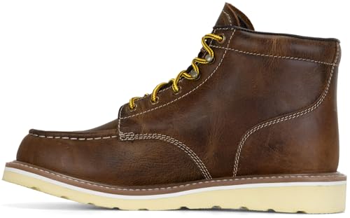 DieHard Men's Mustang casual Brown Leather Wedge Boots. Ankle-High, Slip-Resistant, Soft Toe3