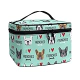 JoyLamoria French Bulldog Print Travel Makeup Bag Outdoor Handbag Cosmetic Case Zipper Closure