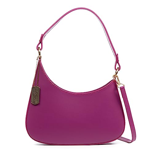 FIRENZE ARTEGIANI. Angolo bolso bandolera mujer. Piel auténtica acabado Ruga 28x7x22 cm. Color: Rosa Oscuro