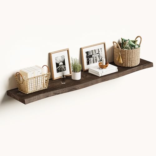 Image of Vivelove Wood Floating Shelves Live Edge 48 inch Set of 1, Dark Walnut