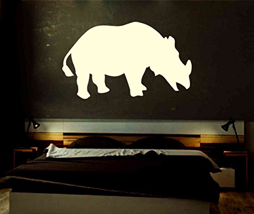 Fluorescent Wall Sticker Rhino Africa in 3 Sizes Glow in the Dark Fluorescent Wall Stickers, 120x71 cm