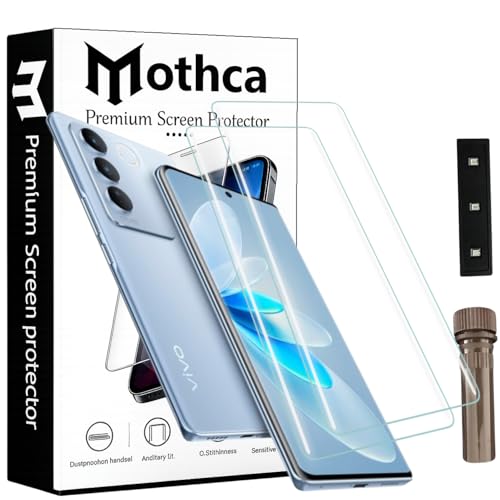 Image of Mothca Curved UV Tempered Glass Screen Protector for Vivo V27 Pro | Transparent | Pack of 2 | Borderless Full Screen Coverage with UV Installation Kit