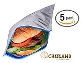 Insulated Resealable Sandwich Bag / Reusable Thermal Lunch Snack Bento Picnic Pouch, 5 Count