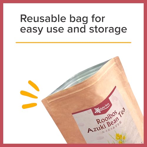 Onkatsu Farm Rooibos Azuki Bean Premium Japanese Tea Bags, Rich Aromatic Nutty Flavor, Hot or Iced, Caffeine Free, 50 Total Tea Bags