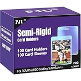 100ct Semi Rigid Card Holders & 100ct Card Sleeves for PSA, SGC, BGS, CSG Graded Card Submissions, Semi Rigid Card Sleeves, Baseball Card Protectors, PSA Graded Card Sleeve for Trading Card