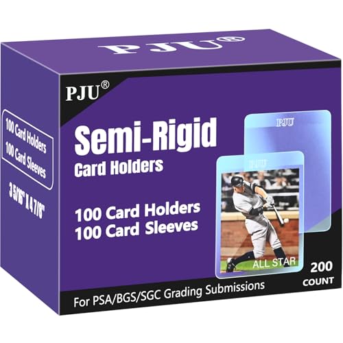 100ct Semi Rigid Card Holders & 100ct Card Sleeves for PSA, SGC, BGS, CSG Graded Card Submissions, Semi Rigid Card Sleeves, Baseball Card Protectors, PSA Graded Card Sleeve for Trading Card