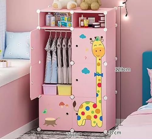 Image of Sunderlook Plastic Wardrobe for Kids Clothes - Collapsible Wardrobe, Easy to Use Anti-Skid & Non-Slip Effective Professional Foldable Plastic Cupboard for Kids, Home (Pink-R4, 8 Door)