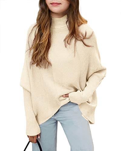 SySea Girls Pullover Sweaters Oversized Long Sleeve Turtleneck Knit Sweater Casual School Tops for 5-14 Years