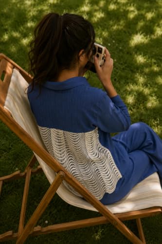 Image of Cotton Co-ord Set for Women | With Long Sleeves | Lace Back Panel | Relaxed Fit | Casual Wear | Office Outfit | Lounge | Travel