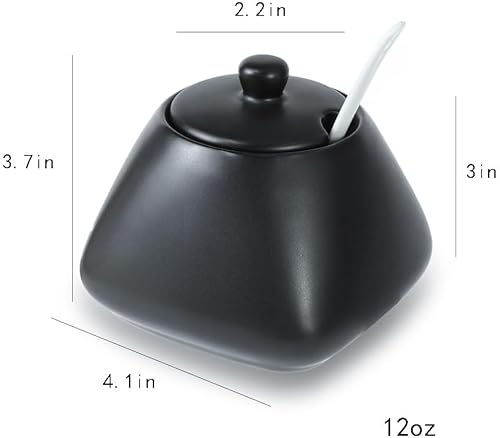 Miniatura 2 de Black Simple - Juego de café de cerámica, jarra de crema y azucarero